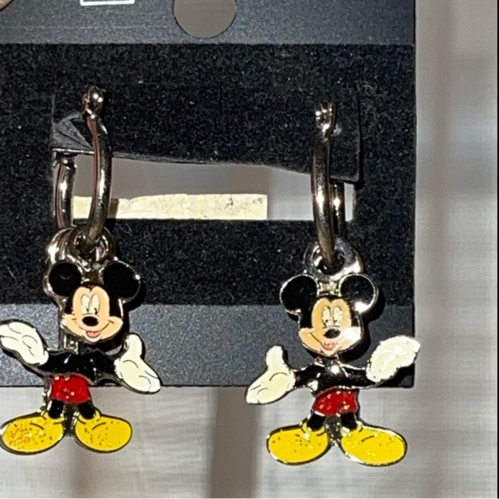 Disney Mickey Mouse Dangle Earrings - Black, Yellow, Red Disney Park Vtg New